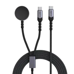 Amazon Basics 2-in-1 USB-C Cable with Watch Charger – 27W, 1.25m