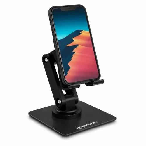 Image of Amazon Basics 360° Rotating Foldable Phone Stand for Desk - Black