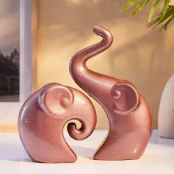 Amazon Basics Ceramic Elephant Couple Figurine Set of 2