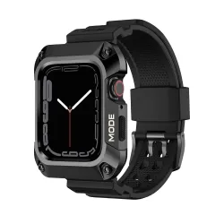 amazon basics Compatible with Apple Watch Band 45mm with Stainless Steel Case, Shockproof Military Rugged Men Sports TPU Band with Protective Cover for iWatch Series 8 | Series 7 45mm - Silv...