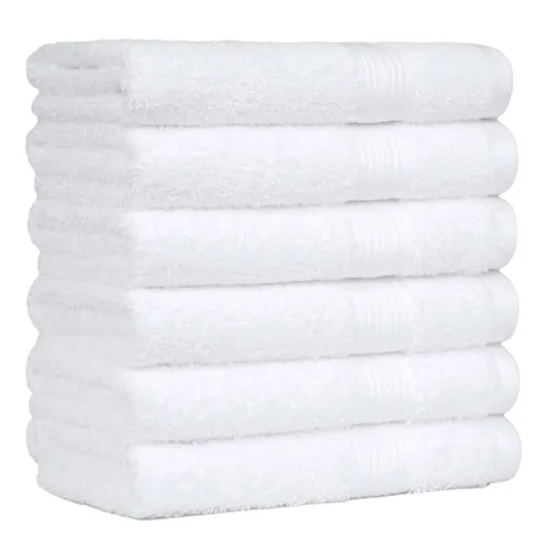 Image of AmazonBasics Fade-Resistant Cotton Hand Towel - Pack of 6, White