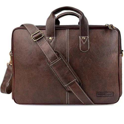 Image of Amazon Basics Men's Synthetic Leather Office Laptop Bag