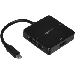 AmazonBasics Mini DisplayPort to HDMI / DVI / VGA Adapter - Black, 5-Pack