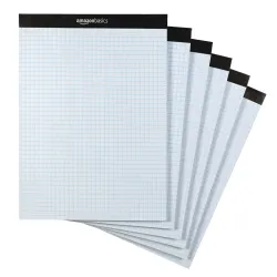 AmazonBasics Quad Ruled Graph Paper Pad Letter Size 8.5\ 6-Pack