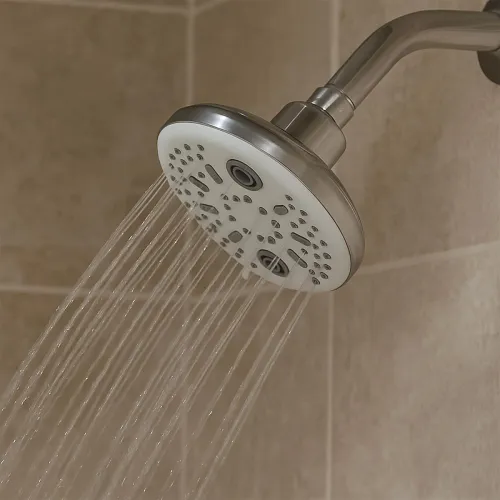 Image of Amazon Basics Round 5-Spray Overhead Shower Head 4.5 Inches