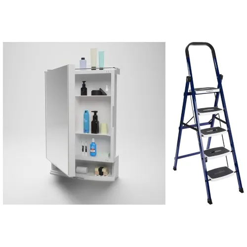 Image of AmazonBasics Super Clamber - Non-Trip and Flat-Foldable Step Ladder