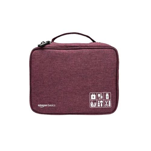 Image of Amazon Basics Travel Organiser for Electronic Accessories, Flexible Padded Dividers, Waterproof, Foam Padding, for Cable
