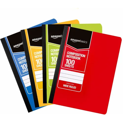 Image of AmazonBasics Wide Ruled 100-Sheet Composition Notebook 4-Pack
