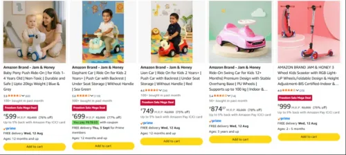 Image of Amazon Brand - Jam & Honey Baby Ride On at minimum 75% Discount