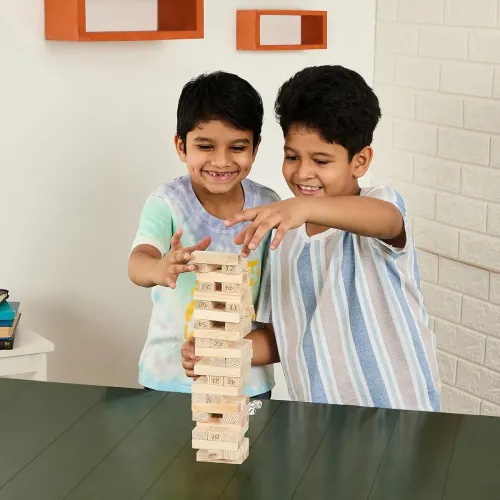 Image of Amazon Brand - Jam & Honey Premium Hardwood Tumbling Tower 54pcs Pack of 1
