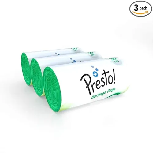Image of Amazon Brand - Presto Medium Green Garbage Bags (30 Bags X 3 Rolls)