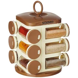 Amazon Brand - Solimo 12-Jar Plastic Revolving Spice Rack