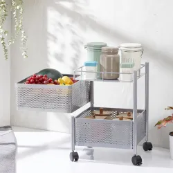 Amazon Brand - Solimo 2-Layer Revolving Storage Trolley