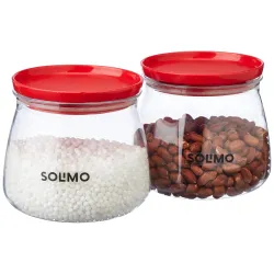 Amazon Brand - Solimo 2-Piece 800ml Plastic Storage Jar Set