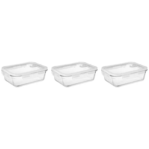 Image of Amazon Brand-Solimo Airtight Glass Container Set (3 pieces, 1520ml)