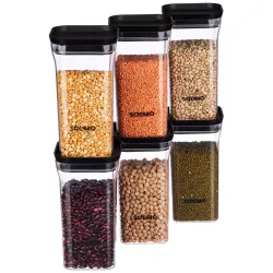 Amazon Brand - Solimo Plastic Storage Jar and Container Set I Air Tight & BPA Free Containers for Kitchen Storage Set I 