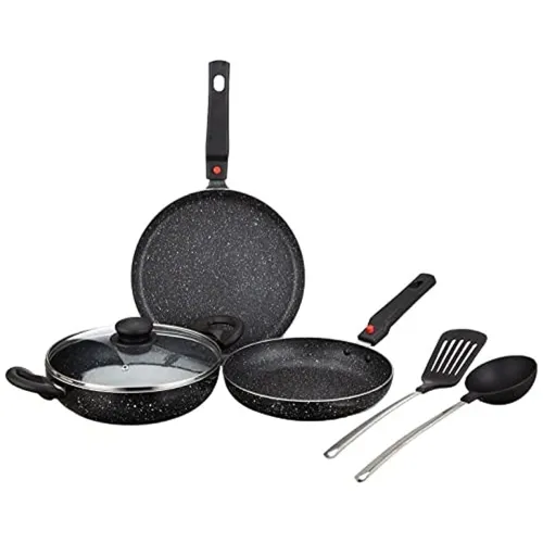 Image of Amazon Brand - Solimo Aluminium 6 Piece Non-Stick Cookware Set