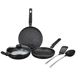 Amazon Brand - Solimo Aluminium 6 Piece Non-Stick Cookware Set