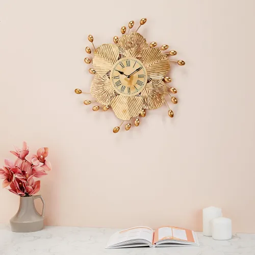 Image of Amazon Brand - Solimo Analog Shell Iron Hanging Metal Decorative Wall Clock 