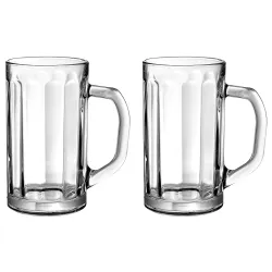 Amazon Brand - Solimo Ariel Glass Beer Mugs – 470ml (SO2)