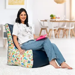 Amazon Brand - Solimo Blue Animal Print Beanbag Chair