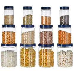 Amazon Brand - Solimo Checkered Jar Set of 12 (Royal Blue)