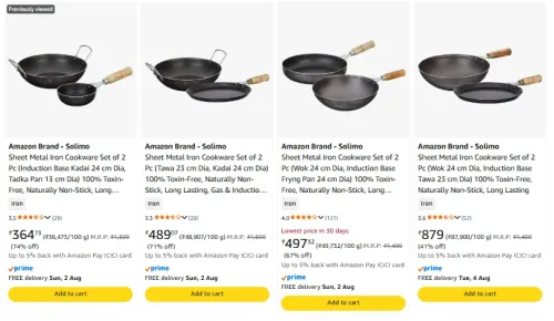 Image of Amazon Brand - Solimo Cookware (Set of 2 ) upto 74% Discount