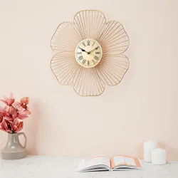 Amazon Brand - Solimo Flower Iron Hanging Metal Decorative Wall Clock for Living Room | Bedroom | Home Decor | Stylish C