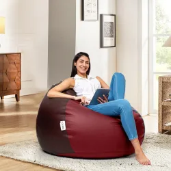 Amazon Brand - Solimo Premium Faux Leather Bean Bag Filled with Beans