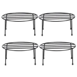 Amazon Brand - Solimo Metal Flower Pot Stand (Black, Set of 4, Round) | Gamla Stand for Home | Plant Stand for Balcony | Premium Flower Pot Stand | Plant Stand for Living Room ( SHBLJPLITS8.04 )
