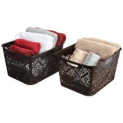 Amazon Brand - Solimo Bamboo Royal Multipurpose Storage Basket, Po2