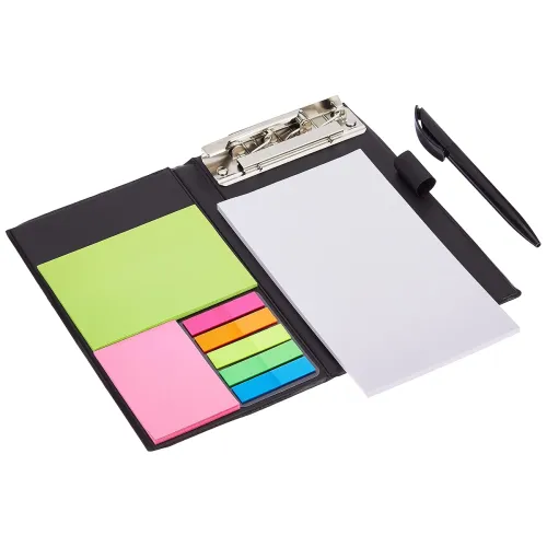Image of Amazon Brand - Solimo Notepad /Memo Book with Sticky Notes & Clip Holder with Pen for Gifting, Pack of 2