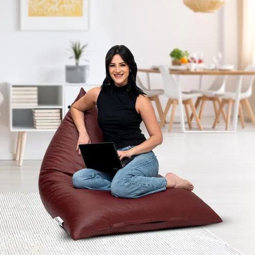 Image of Amazon Brand - Solimo Premium Faux Leather Triangle Beanbag