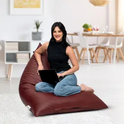 Amazon Brand - Solimo Premium Faux Leather Triangle Beanbag