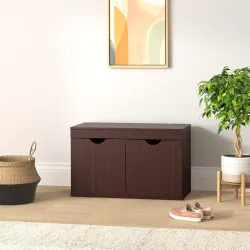 Amazon Brand - Solimo Sauron Engineered Wood 2 Door Shoe Rack (Wenge finish)