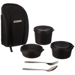 Amazon Brand - Solimo Stainless Steel Microwave Safe Lunch Box Set of 5