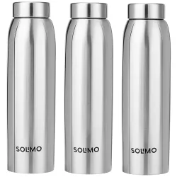 Amazon Brand - Solimo Stainless Steel Water Bottle, Set Of 3