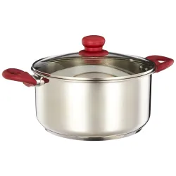 Amazon Brand - Solimo Stainless Steel Casserole with Glass Lid, 5L