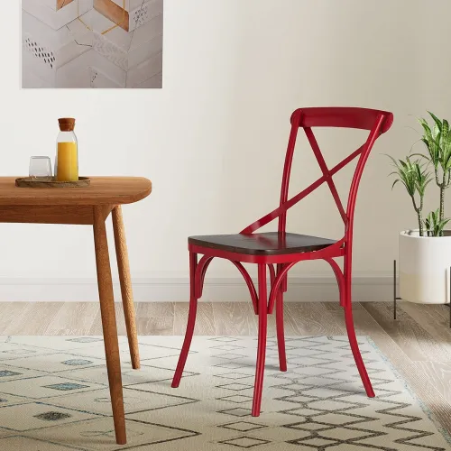 Image of Amazon Brand - Solimo Tortel Chair with Wooden Seat ( 2 Pieces)
