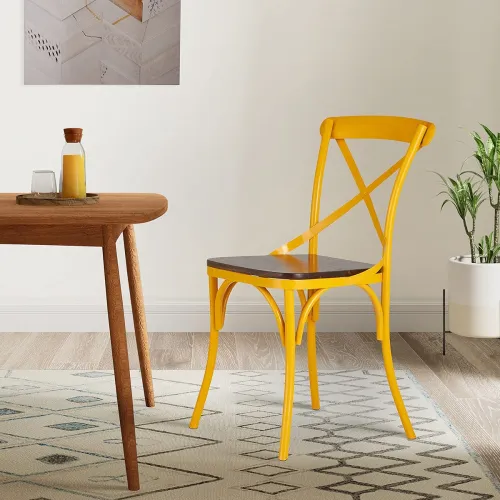 Image of Amazon Brand - Solimo Tortel Chair with Wooden Seat (2 Pieces)