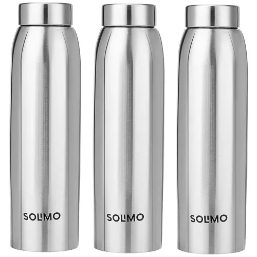 Image of Amazon Brand - Solimo Stainless Steel Water Bottle, Set Of 3, 1 liters Each, 1000 milliliters
