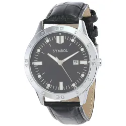 Amazon Brand - Symbol Men Leather Black Analog Watch