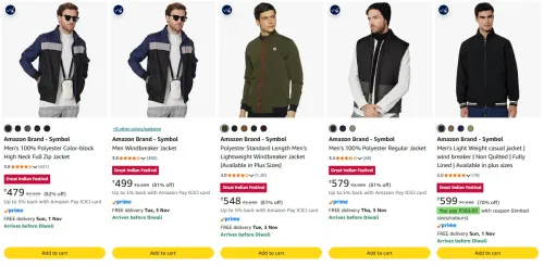 Image of Amazon Brand - Symbol Men's Jackets at minimum 70% Discount