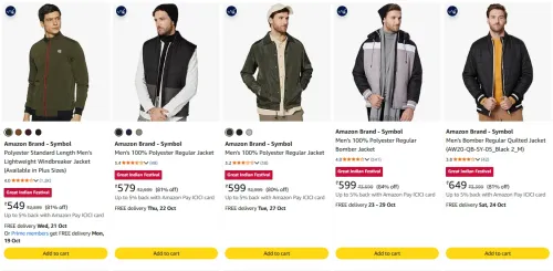 Image of Amazon Brand - Symbol Men's Jackets at minimum 80% Discount