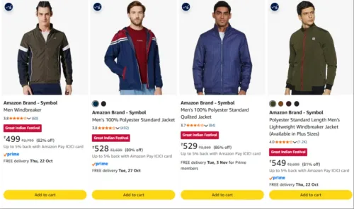 Image of Amazon Brand - Symbol Men's Jackets upto 86% Discount