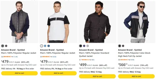 Image of Amazon Brand - Symbol Men's Jackets upto 88% discount 