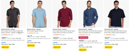 Image of Amazon Brand- symbol mens shirt upto 80% discount 