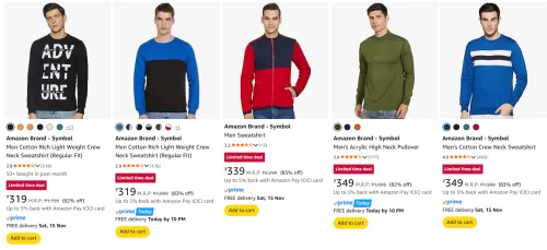 Image of Amazon Brand - Symbol Men's Winter Wear upto 85% Discount