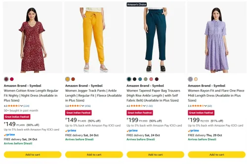 Image of Amazon Brand - Symbol Women Clothing upto 91% Discount
