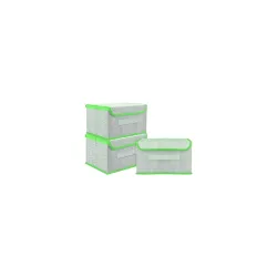 Amazon Brand - Solimo Large Drawer Storage Box (Green, Pack of 3)